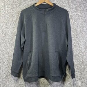 Ash & Erie Sweatshirt Mens XL Gray 1/4 Zip Textured Knit Pullover Pockets